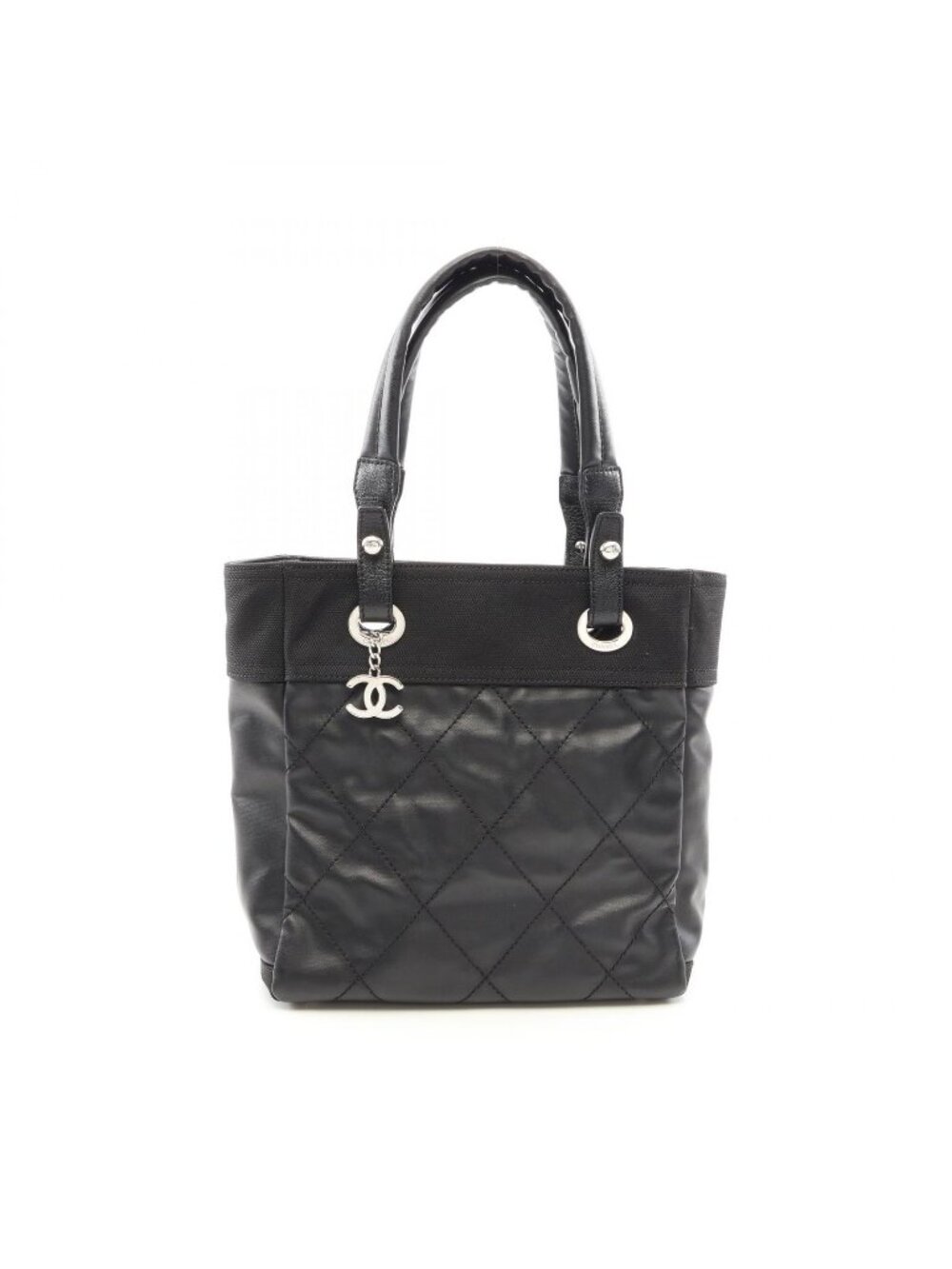 Chanel Tote Bag Paris Biarritz PM Black Leather PM